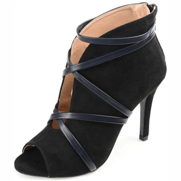 NWT Journee Collection Womens Samara Black Peep Toe Stiletto Boots Size 10